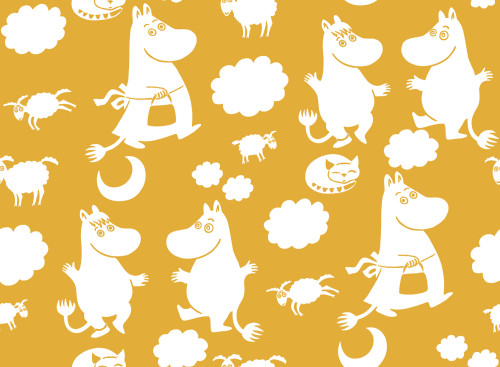Mumin, Fondvägg, Moomin retro pattern yellow