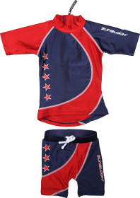 Zunblock, UV-tröja+shorts, Stjärnor, Marinblå/Röd