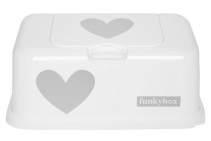 Funkybox, Förvaringsbox för våtservetter, Vit/Hjärta