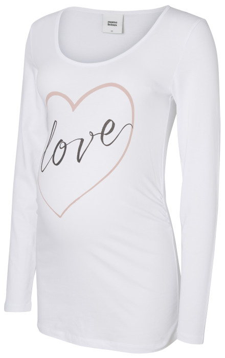 Mamalicious, Gravidtopp, Heartly Statement Jersey Top, Bright White