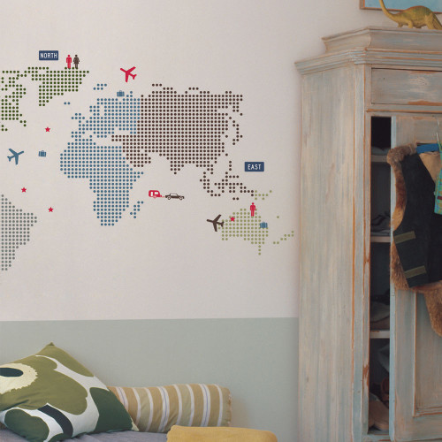 Roommates, Väggdekal, Världskarta, Stor