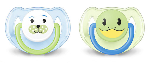 Philips Avent, Napp, Truman, 6-18 mån, 2-pack, Groda & hund