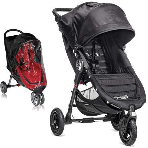 Baby Jogger, Sittvagn, City Mini GT Single, 2014, Black/Black inkl regnskydd, Paket