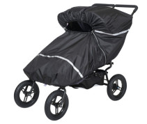 Tullsa, Regnskydd, För tvilling/syskon vagn med 2 sittdelar, Svart