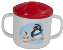 Rätt Start, Spillsäker mugg med handtag, Pingu, Röd