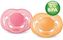Philips Avent, Napp, Sensitive, 6-18 mån, 2 pack, Rosa/Orange