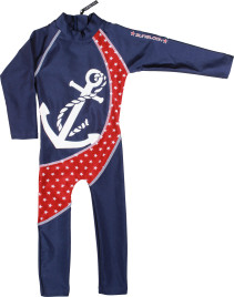 Zunblock, UV-Dräkt, Navy/Red