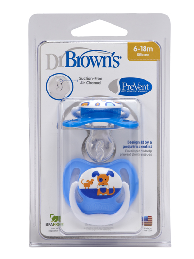 Dr.Brown, PreVent, Sugnapp, 6-18 mån, 2-pack, Blå/Vit