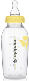 Medela, Bröstmjölksflaska, 250 ml med napp i Strl M