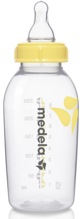 Medela, Bröstmjölksflaska, 250 ml med napp i Strl M