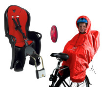 Hamax, Cykelsits, Kiss, Svart/Röd + Tillbehör, Paket