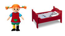Micki, Pippi Långstrump, Docka 40 cm & Docksäng