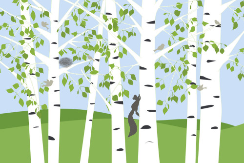Sne Design, Fondvägg, Birch forest spring