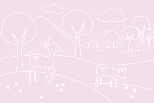 Sne Design, Fondvägg, Deer world lines pink