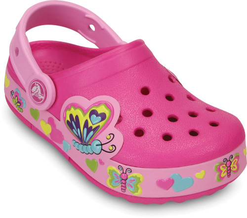 Crocs, Tofflor, Crocband Lights, Butterfly, Magenta/Carnation