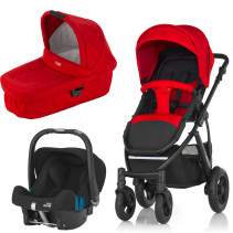 Britax, Smile 2, Duovagn, Flame Red + Britax Baby Safe Plus SHR II, 2016, Paket