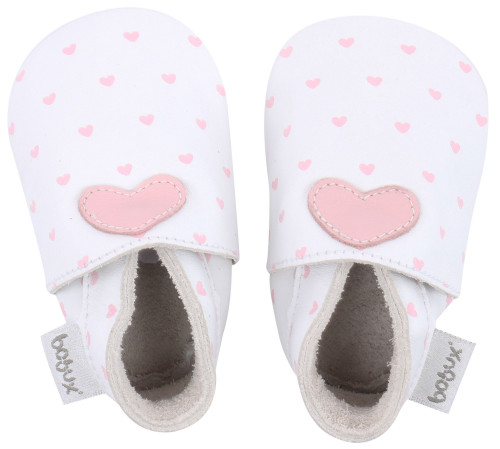 Bobux, Tofflor, Baby, Pink hearts, White
