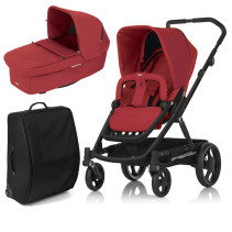 Britax Go 2015, Duovagn, Black/Chili Pepper + BRIO Resväska, Paket