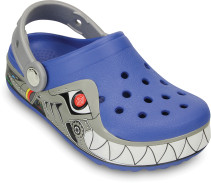 Crocs, Tofflor, Crocband Lights, Robo Shark, Sea Blue/Silver