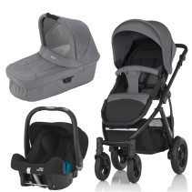 Britax, Smile 2, Duovagn, Steel Grey + Britax Baby Safe Plus SHR II, 2016, Paket