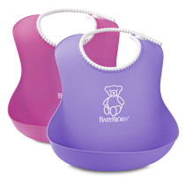 BABYBJÖRN, Mjuk Haklapp, 2-pack, Rosa/Lila