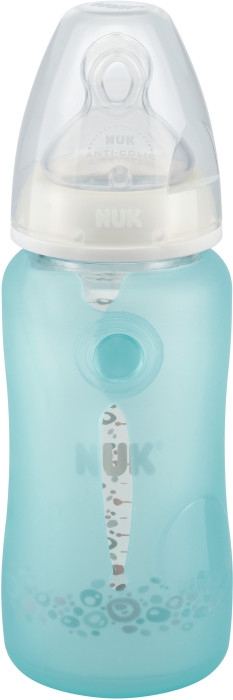 NUK, Silikonskydd för glasflaska, Wide neck, 240 ml, Blå