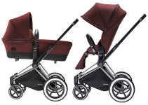 Cybex Priam 2016, Duovagn, Svart chassi/All Terrain, Mars Red, Paket