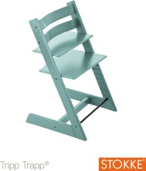 Stokke Tripp Trapp, Matstol, Aqua Blue, Inkl. Baby Set och dyna Ocean Stripe, Paket
