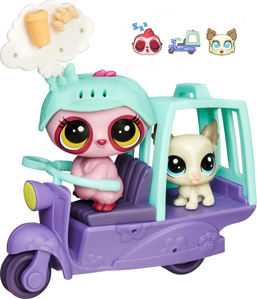 Littlest Petshop, City Rides, Sloth Lhasa Apso Scooter
