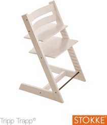 Stokke Tripp Trapp, Matstol, Whitewash, Inkl. Baby Set och dyna Ocean Stripe, Paket