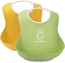 BABYBJÖRN, Mjuk Haklapp, 2-pack, Grön/Gul