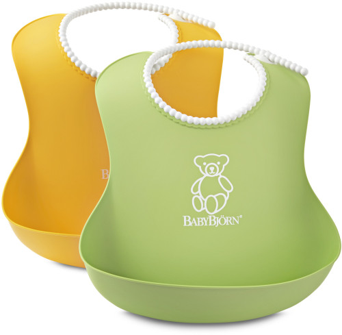 BABYBJÖRN, Mjuk Haklapp, 2-pack, Grön/Gul