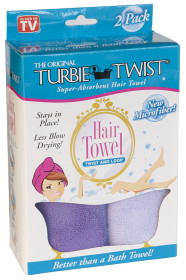 Turbie Twist, Handduk för håret, 2-pack, Lila