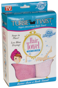Turbie Twist, Handduk för håret, 2-pack, Rosa