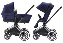 Cybex Priam 2016, Duovagn, Svart chassi/All Terrain, Royal Blue, Paket