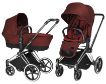 Cybex Priam 2016, Duovagn, Svart chassi/Trekking, Mars Red, Paket