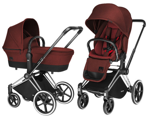 Cybex Priam 2016, Duovagn, Svart chassi/Trekking, Mars Red, Paket