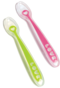 Munchkin, Greppvänliga skedar, 2-pack, Rosa & Grön