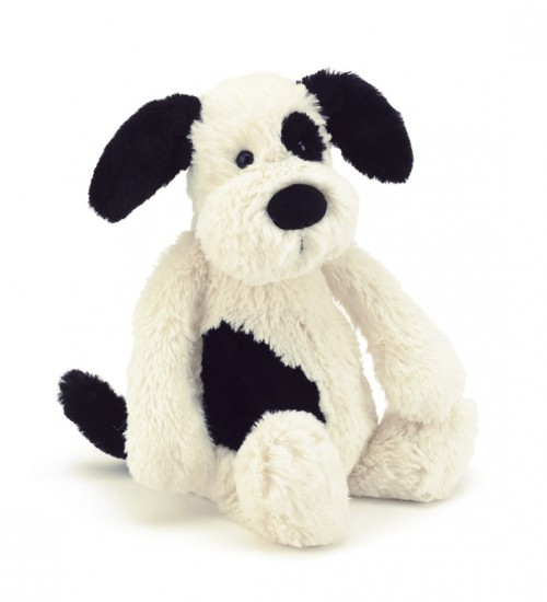 Jellycat, Bashful Svart och vit hundvalp 18 cm