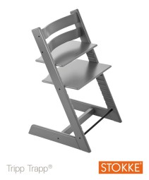 Stokke Tripp Trapp, Matstol, Storm Grey, Inkl. Baby Set och dyna Aqua Star, Paket