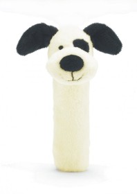 Jellycat, Bashful Svart och vit hundvalp handleksak som låter 14 cm