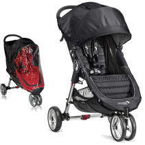 Baby Jogger, Sittvagn, City Mini Single, Black/Grey inkl regnskydd, Paket