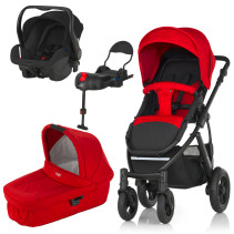 Britax, Smile 2, Duovagn, Flame Red + Britax Römer Primo + ISOFIX-bas, 2016, Paket