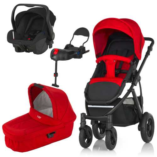 Britax, Smile 2, Duovagn, Flame Red + Britax Römer Primo + ISOFIX-bas, 2016, Paket