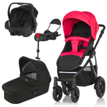 Britax, Smile 2, Duovagn, Rose Pink + Britax Römer Primo + ISOFIX-bas, 2016, Paket