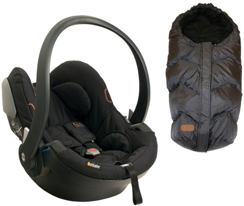 BeSafe, Babyskydd, iZi Go X1, 0-13 kg, Black Cab + Voksi, Åkpåse Grey, Paket