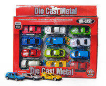 Bilar i metall 7,5 cm, 12-pack
