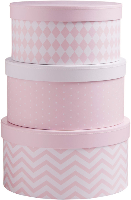 Kids Concept, Barnkammaren, Låda med lock, 3-pack, Rosa
