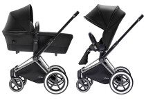 Cybex Priam 2016, Duovagn, Svart chassi/All Terrain, Happy Black, Paket