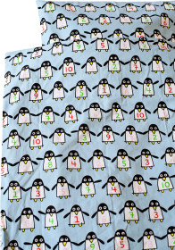 Färg & Form, Penguin Pals, Påslakanset, 150 x 210 cm, Blå